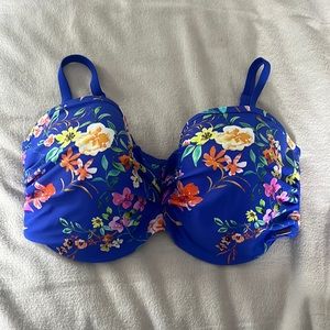 Panache Blue Floral Bikini Top Size 36F